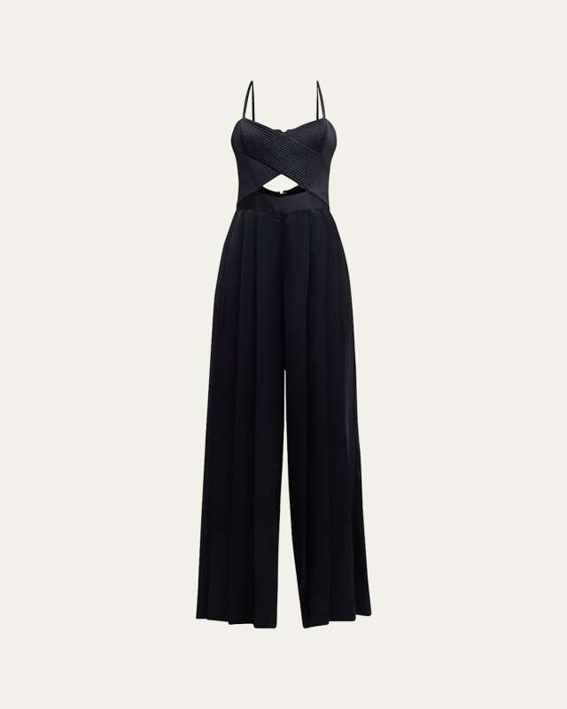 Malissa Pleated Cutout Wide-Leg Jumpsuit